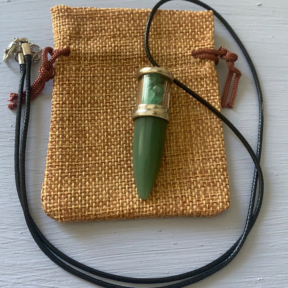 Crystal Bullet Pendant Mens Crystal Necklace Aventurine Necklace Unisex Necklace